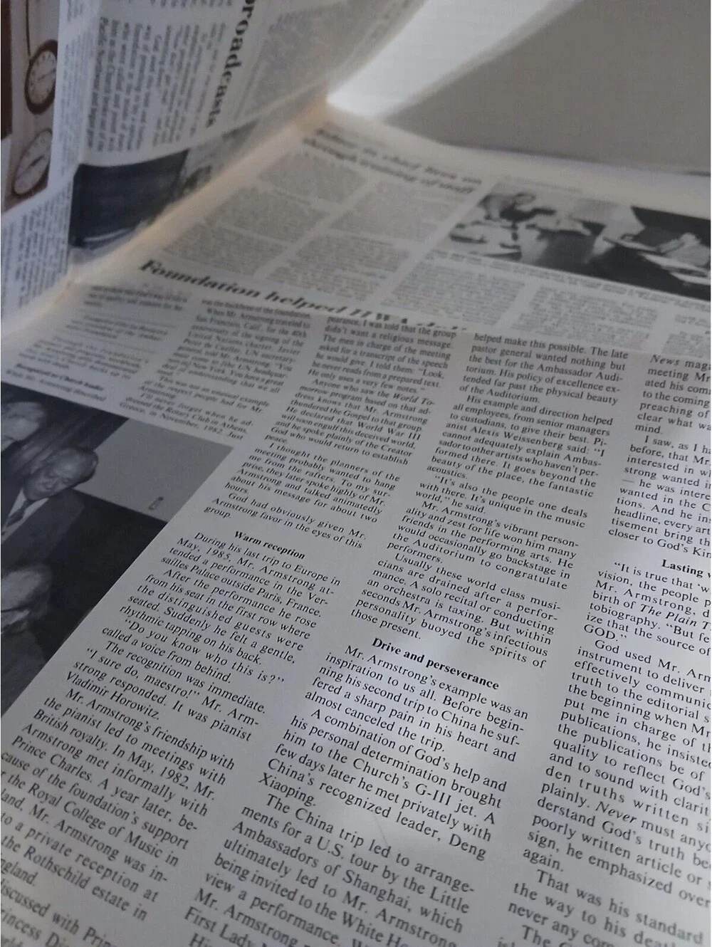 Herbert W. Armstrong Tribute The Worldwide News newspaper 1986